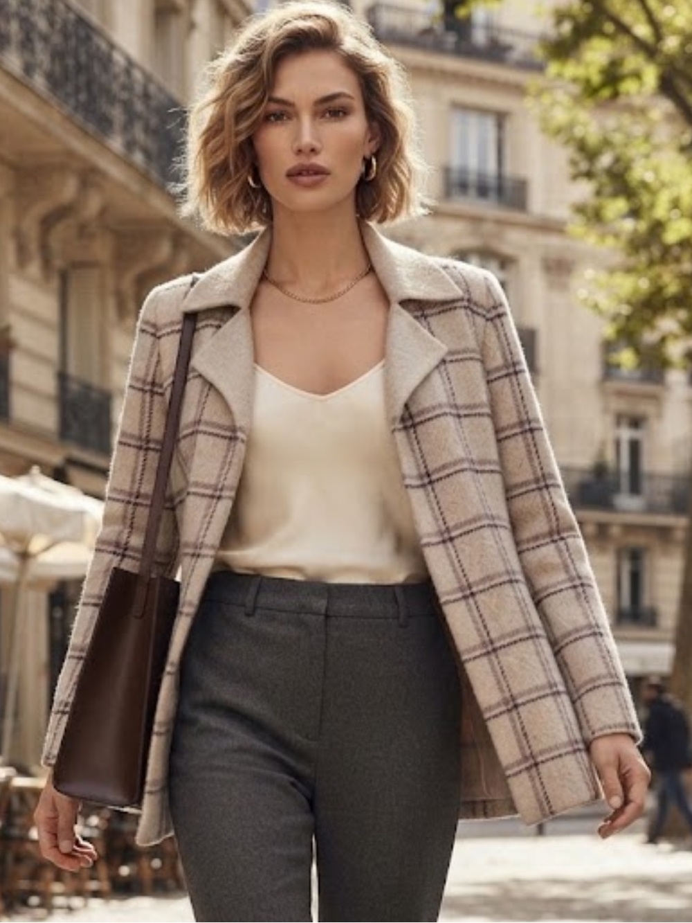 NWOT Vintage Ellen Tracy Linda Allard double faced open wool angora plaid blazer
